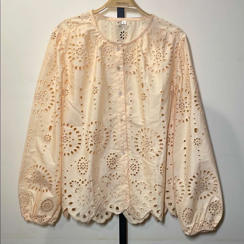Yellow Boxy Blouse with Embellished Mandarin Collar
